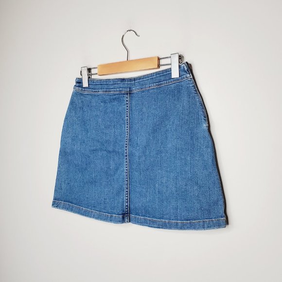 ARITZIA WILFRED FREE Blue Denim A-Line Side Zip Mini Skirt - Picture 2 of 10